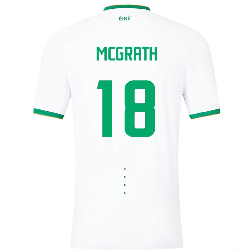 Barn Fotball Irland Jamie Mcgrath #18 Hvit Bortetrøye Drakt Trøye 24-26 Skjorter