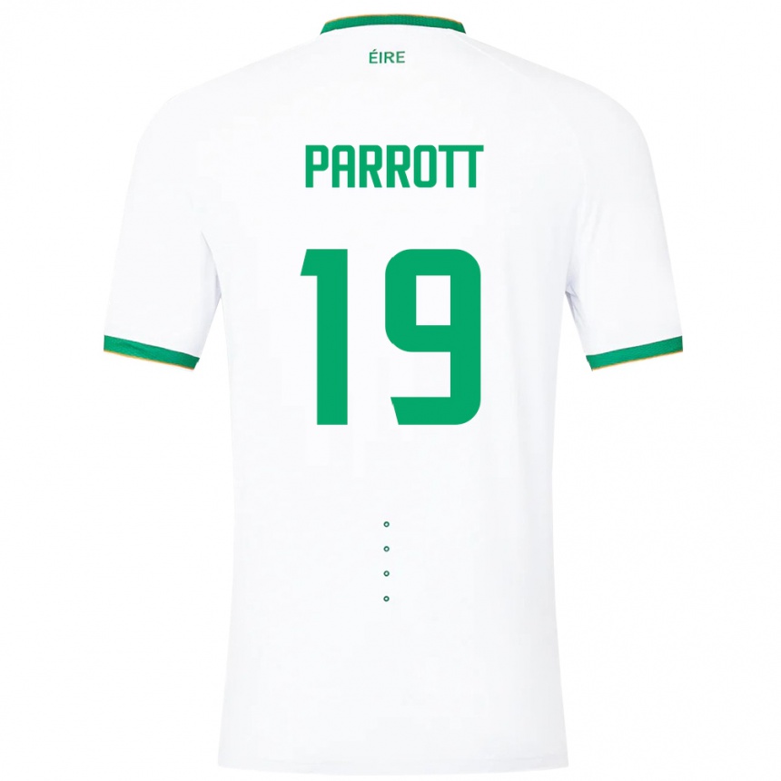 Barn Fotball Irland Troy Parrott #19 Hvit Bortetrøye Drakt Trøye 24-26 Skjorter