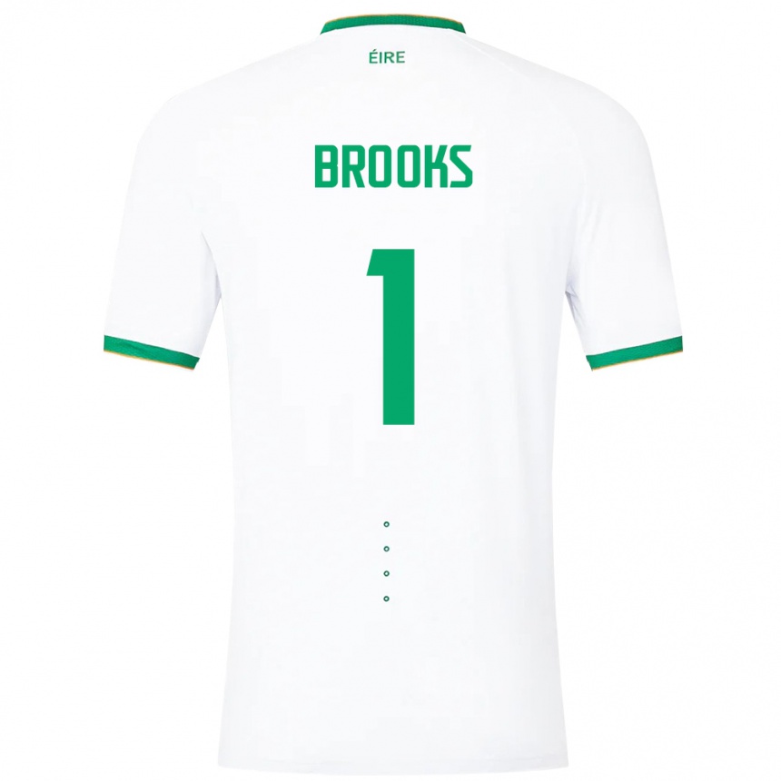 Barn Fotball Irland Tiernan Brooks #1 Hvit Bortetrøye Drakt Trøye 24-26 Skjorter