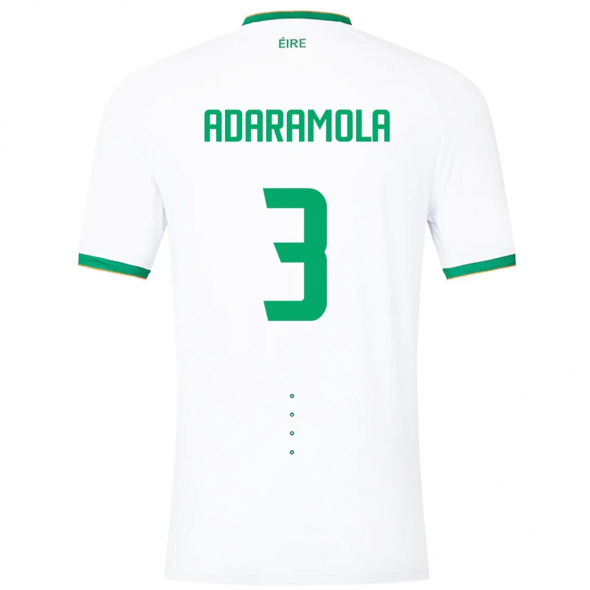 Barn Fotball Irland Tayo Adaramola #3 Hvit Bortetrøye Drakt Trøye 24-26 Skjorter