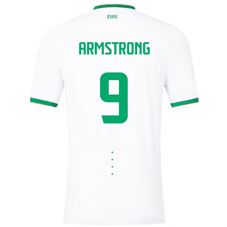 Barn Fotball Irland Sinclair Armstrong #9 Hvit Bortetrøye Drakt Trøye 24-26 Skjorter