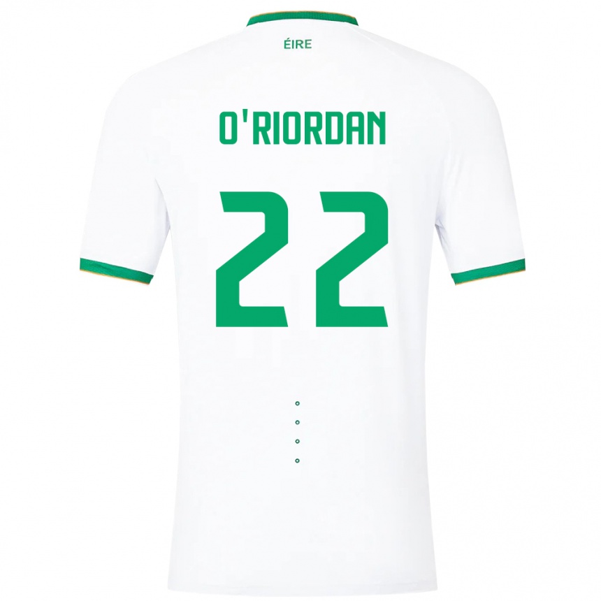 Barn Fotball Irland Connor O'riordan #22 Hvit Bortetrøye Drakt Trøye 24-26 Skjorter