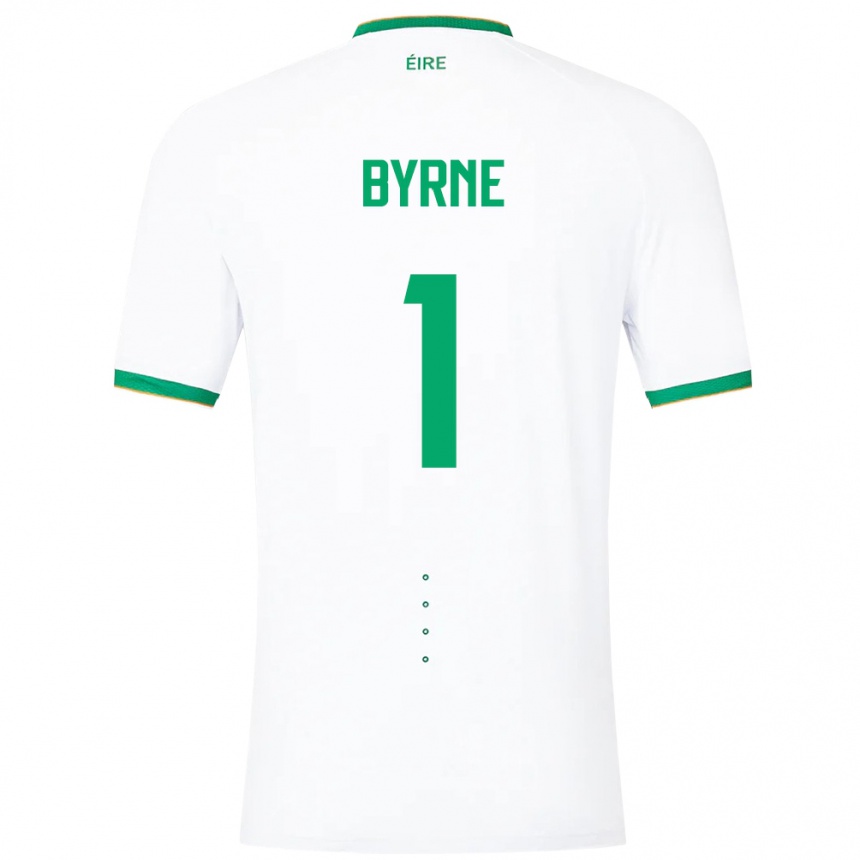 Barn Fotball Irland Reece Byrne #1 Hvit Bortetrøye Drakt Trøye 24-26 Skjorter