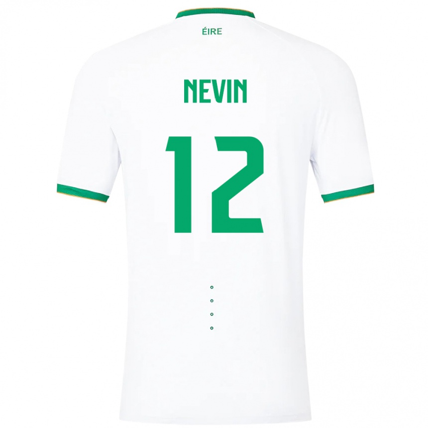 Barn Fotball Irland Harry Nevin #12 Hvit Bortetrøye Drakt Trøye 24-26 Skjorter