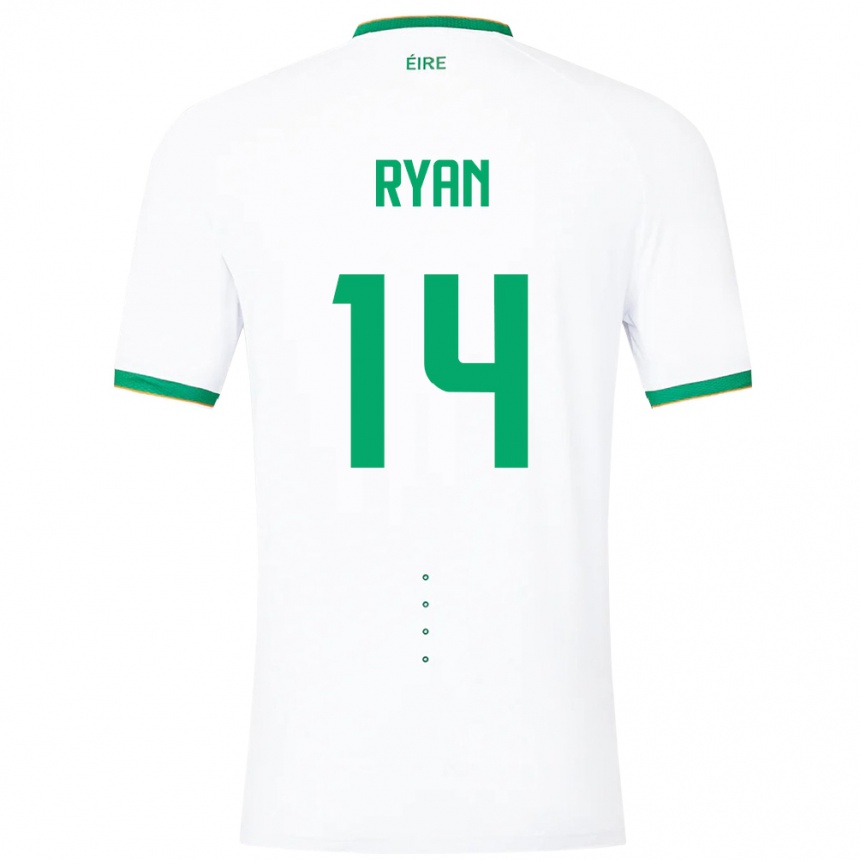 Barn Fotball Irland John Ryan #14 Hvit Bortetrøye Drakt Trøye 24-26 Skjorter