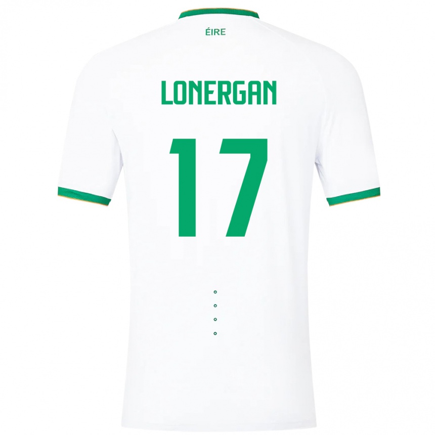 Barn Fotball Irland Tom Lonergan #17 Hvit Bortetrøye Drakt Trøye 24-26 Skjorter