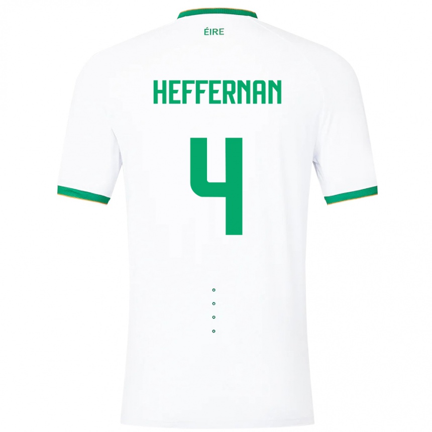 Barn Fotball Irland Cathal Heffernan #4 Hvit Bortetrøye Drakt Trøye 24-26 Skjorter