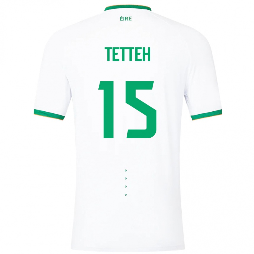 Barn Fotball Irland Gideon Tetteh #15 Hvit Bortetrøye Drakt Trøye 24-26 Skjorter