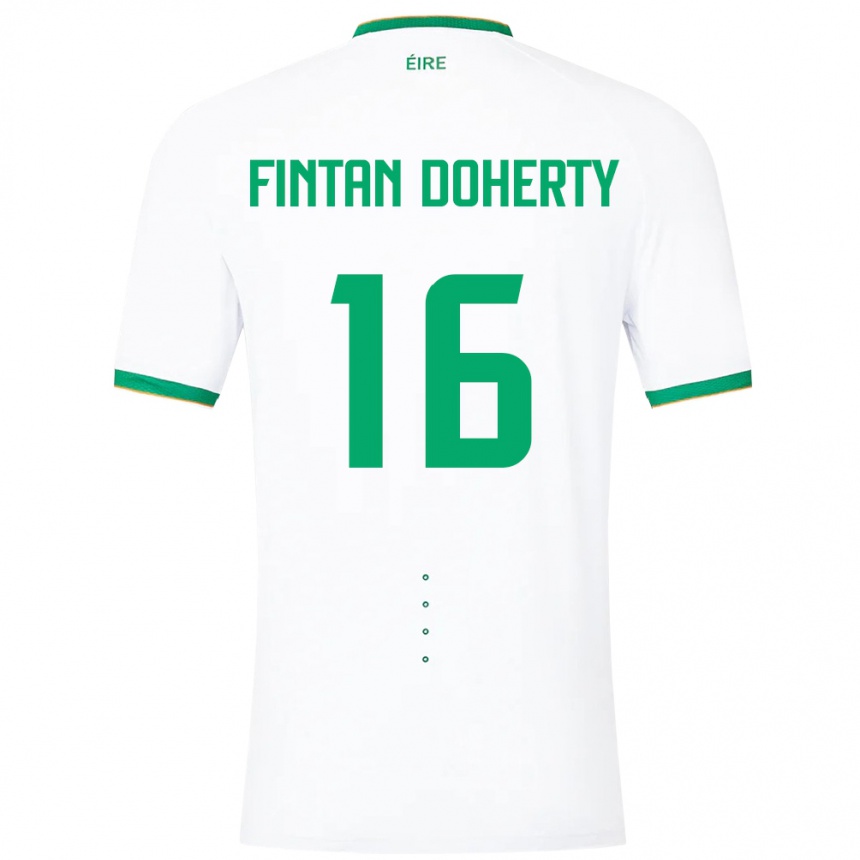 Barn Fotball Irland Fintan Doherty #16 Hvit Bortetrøye Drakt Trøye 24-26 Skjorter