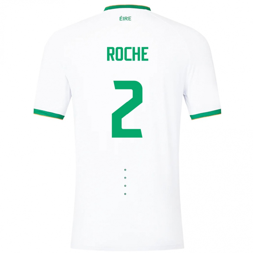 Barn Fotball Irland James Roche #2 Hvit Bortetrøye Drakt Trøye 24-26 Skjorter