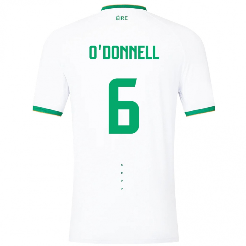 Barn Fotball Irland Luke O'donnell #6 Hvit Bortetrøye Drakt Trøye 24-26 Skjorter