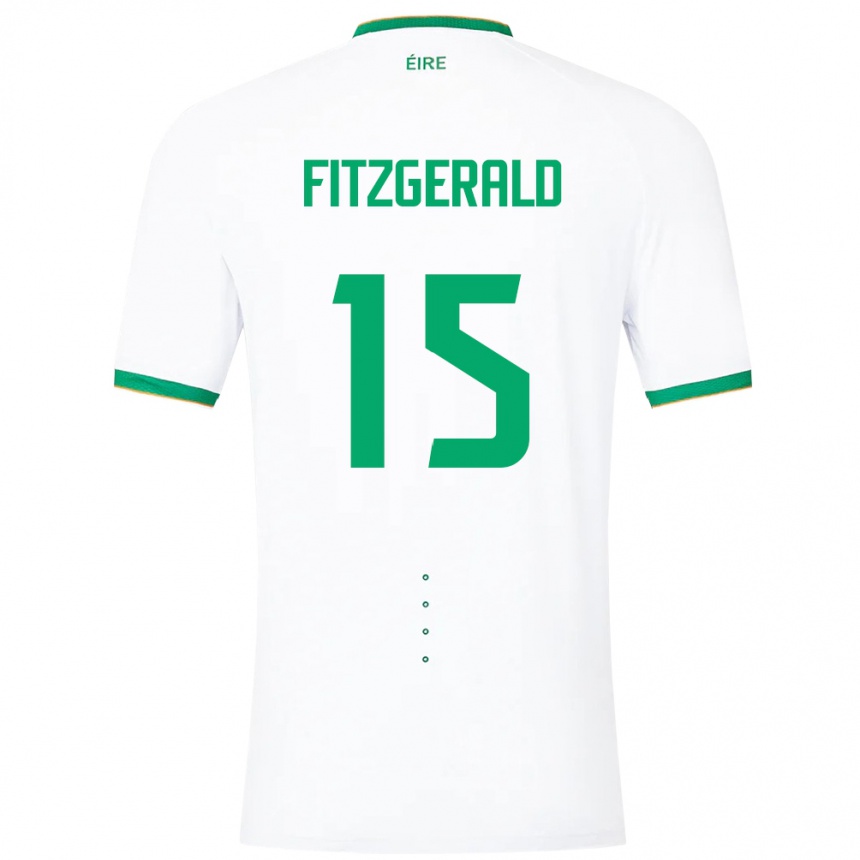 Barn Fotball Irland Kyle Fitzgerald #15 Hvit Bortetrøye Drakt Trøye 24-26 Skjorter