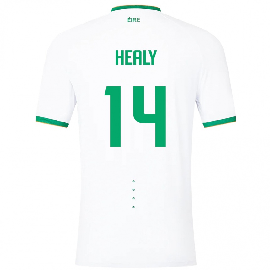 Barn Fotball Irland Freya Healy #14 Hvit Bortetrøye Drakt Trøye 24-26 Skjorter