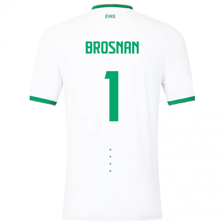 Barn Fotball Irland Courtney Brosnan #1 Hvit Bortetrøye Drakt Trøye 24-26 Skjorter