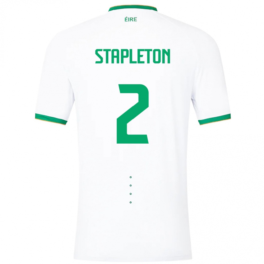 Barn Fotball Irland Jessie Stapleton #2 Hvit Bortetrøye Drakt Trøye 24-26 Skjorter