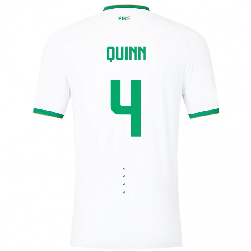 Barn Fotball Irland Louise Quinn #4 Hvit Bortetrøye Drakt Trøye 24-26 Skjorter