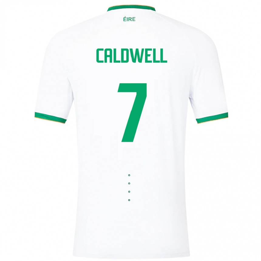 Barn Fotball Irland Diane Caldwell #7 Hvit Bortetrøye Drakt Trøye 24-26 Skjorter