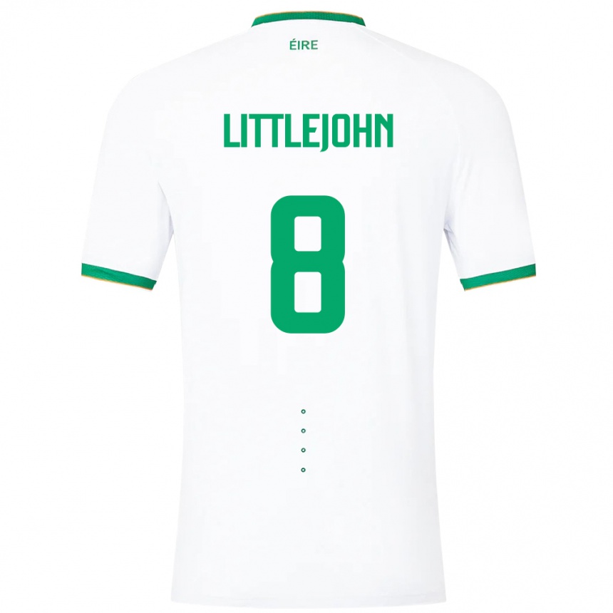 Barn Fotball Irland Ruesha Littlejohn #8 Hvit Bortetrøye Drakt Trøye 24-26 Skjorter