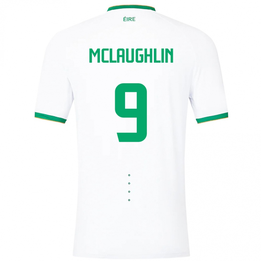 Barn Fotball Irland Erin Mclaughlin #9 Hvit Bortetrøye Drakt Trøye 24-26 Skjorter