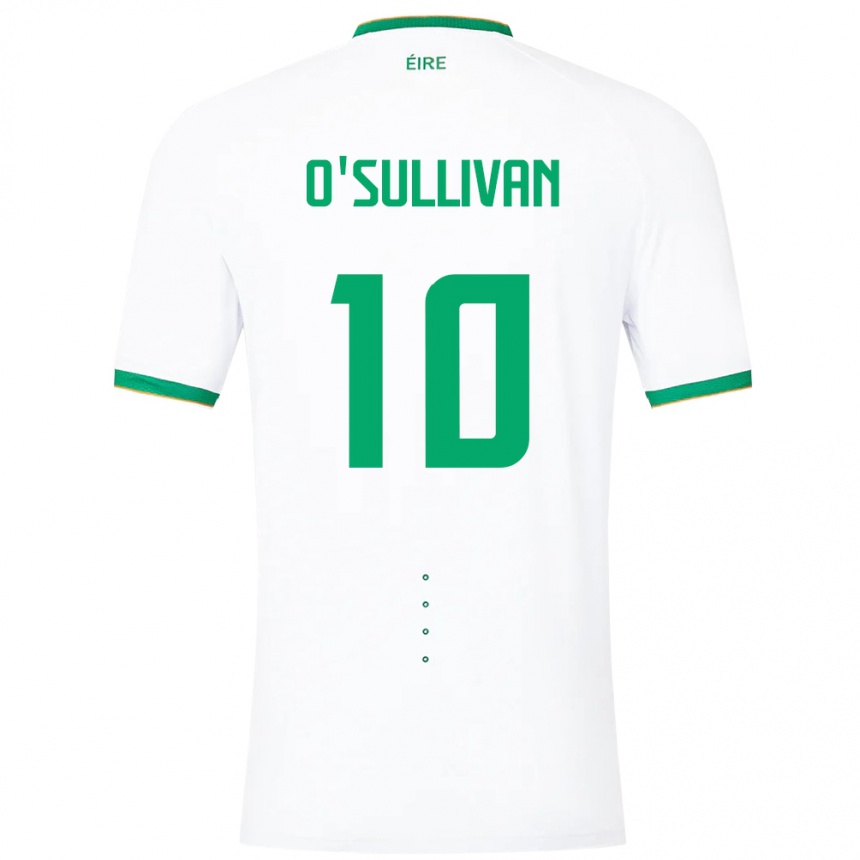 Barn Fotball Irland Denise O'sullivan #10 Hvit Bortetrøye Drakt Trøye 24-26 Skjorter