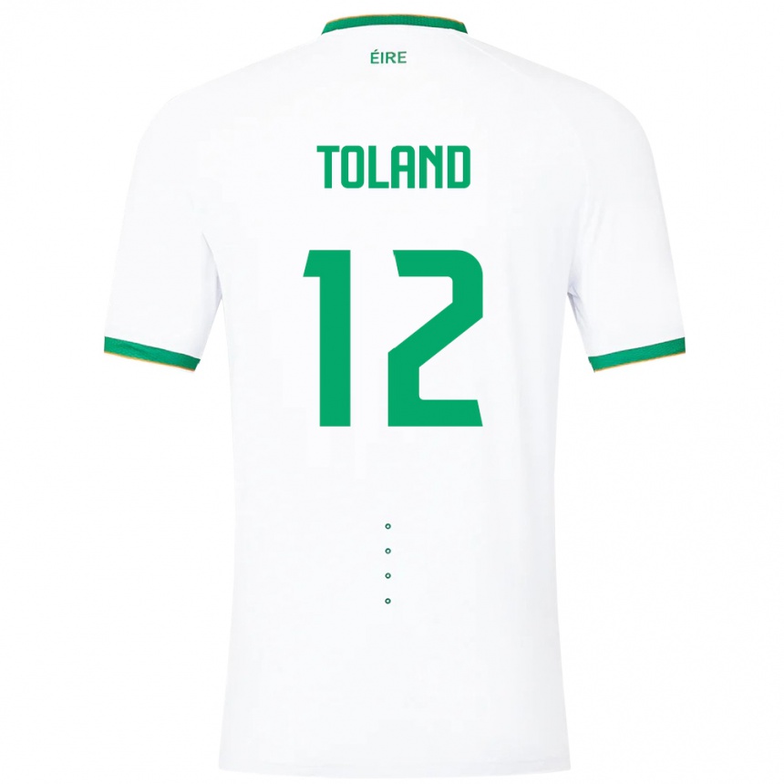 Barn Fotball Irland Tyler Toland #12 Hvit Bortetrøye Drakt Trøye 24-26 Skjorter