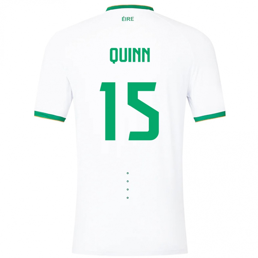 Barn Fotball Irland Lucy Quinn #15 Hvit Bortetrøye Drakt Trøye 24-26 Skjorter