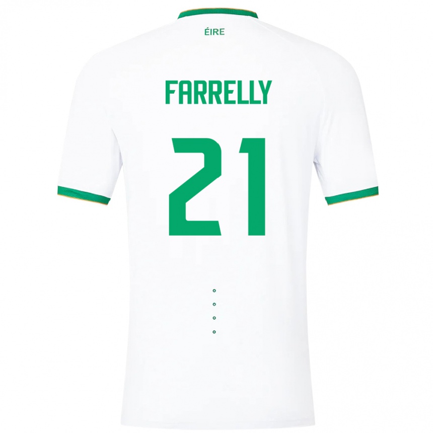 Barn Fotball Irland Sinead Farrelly #21 Hvit Bortetrøye Drakt Trøye 24-26 Skjorter