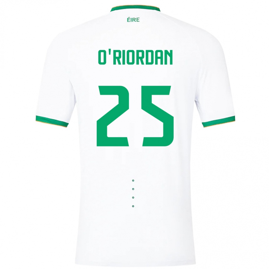 Barn Fotball Irland Claire O'riordan #25 Hvit Bortetrøye Drakt Trøye 24-26 Skjorter