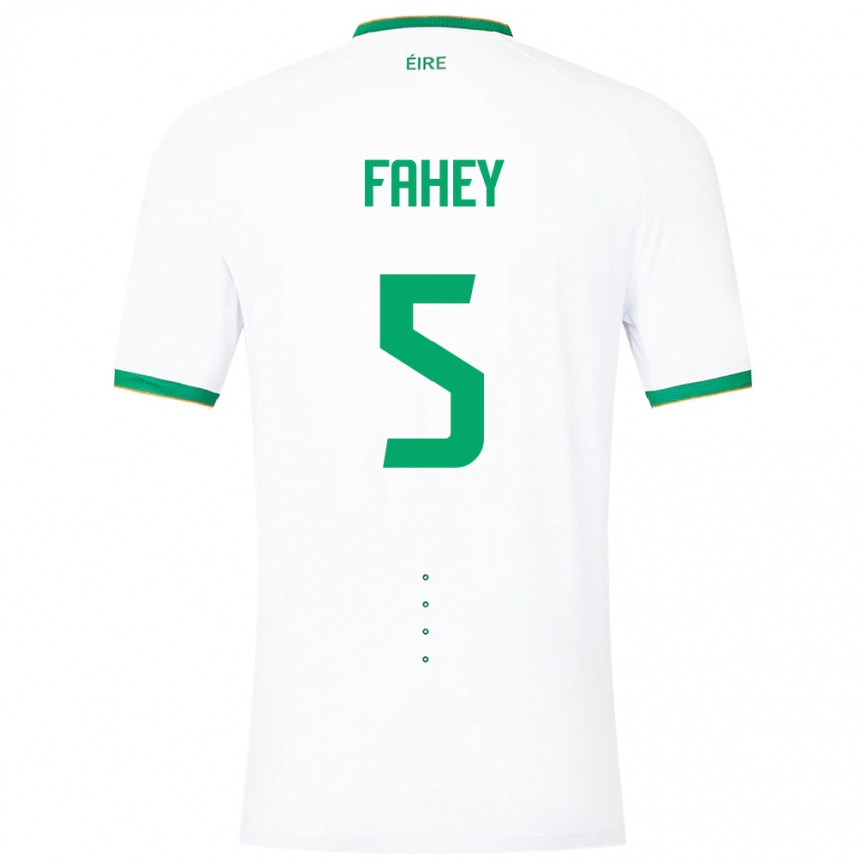 Barn Fotball Irland Niamh Fahey #5 Hvit Bortetrøye Drakt Trøye 24-26 Skjorter