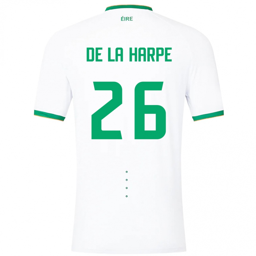 Barn Fotball Irland Deborah-Anne De La Harpe #26 Hvit Bortetrøye Drakt Trøye 24-26 Skjorter