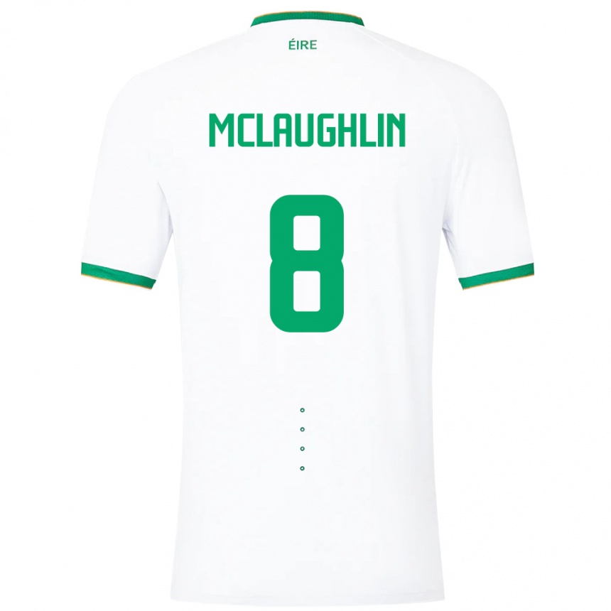 Barn Fotball Irland Roma Mclaughlin #8 Hvit Bortetrøye Drakt Trøye 24-26 Skjorter