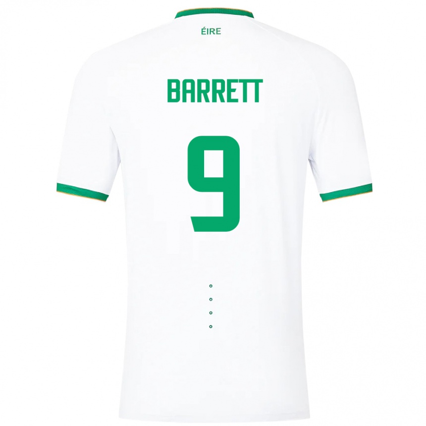 Barn Fotball Irland Amber Barrett #9 Hvit Bortetrøye Drakt Trøye 24-26 Skjorter