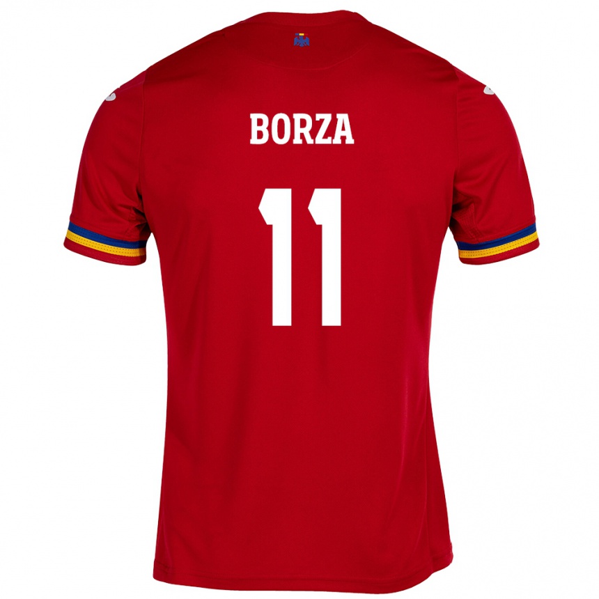 Barn Fotball Romania Andrei Borza #11 Rød Bortetrøye Drakt Trøye 24-26 Skjorter