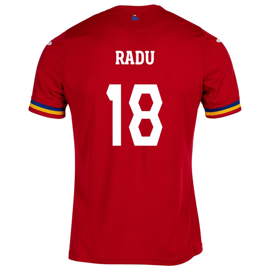 Barn Fotball Romania Denis Radu #18 Rød Bortetrøye Drakt Trøye 24-26 Skjorter