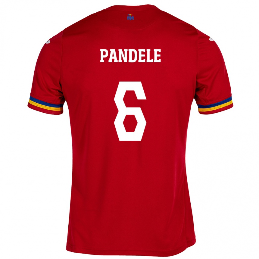 Barn Fotball Romania Andrei Pandele #6 Rød Bortetrøye Drakt Trøye 24-26 Skjorter