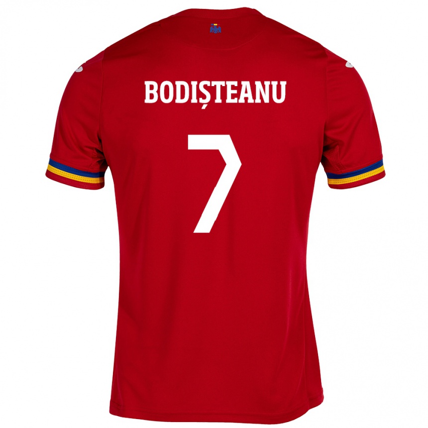 Barn Fotball Romania Ștefan Bodișteanu #7 Rød Bortetrøye Drakt Trøye 24-26 Skjorter