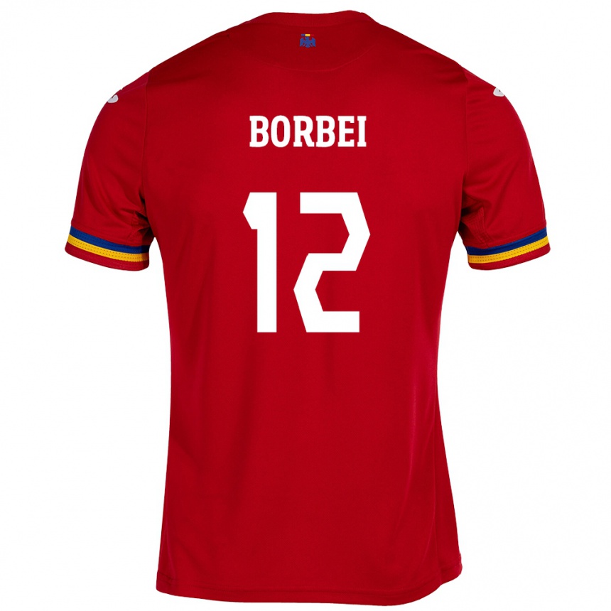 Barn Fotball Romania Alexandru Borbei #12 Rød Bortetrøye Drakt Trøye 24-26 Skjorter