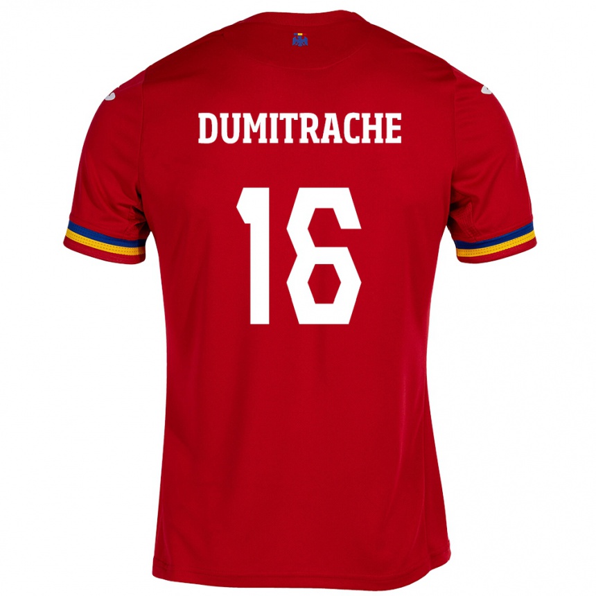 Barn Fotball Romania Valentin Dumitrache #16 Rød Bortetrøye Drakt Trøye 24-26 Skjorter