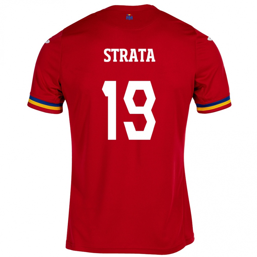 Barn Fotball Romania Tony Strata #19 Rød Bortetrøye Drakt Trøye 24-26 Skjorter