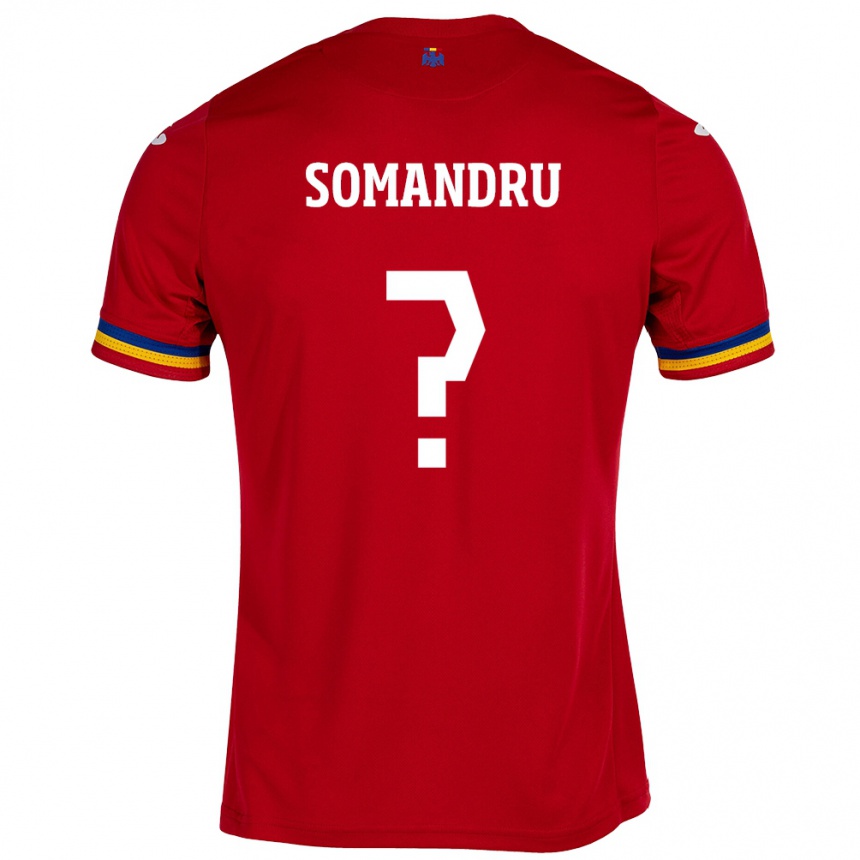 Barn Fotball Romania Eric Somandru #0 Rød Bortetrøye Drakt Trøye 24-26 Skjorter