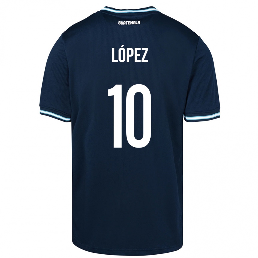 Barn Fotball Guatemala Antonio López #10 Blå Bortetrøye Drakt Trøye 24-26 Skjorter