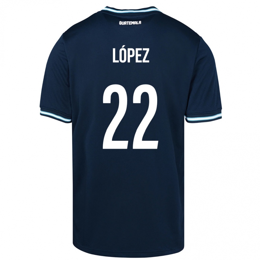 Barn Fotball Guatemala Whitney López #22 Blå Bortetrøye Drakt Trøye 24-26 Skjorter