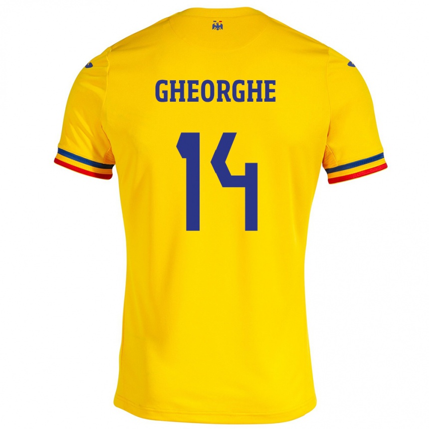 Mann Fotball Romania Costyn Gheorghe #14 Gul Hjemmetrøye Drakt Trøye 24-26 Skjorter