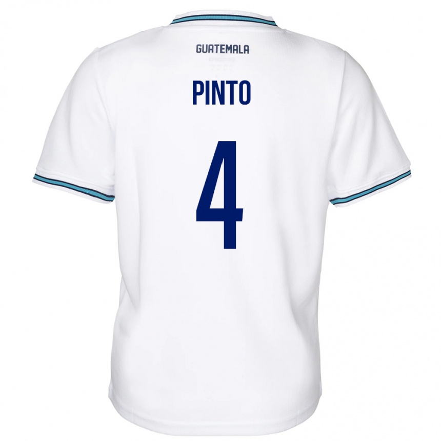 Mann Fotball Guatemala José Carlos Pinto #4 Hvit Hjemmetrøye Drakt Trøye 24-26 Skjorter