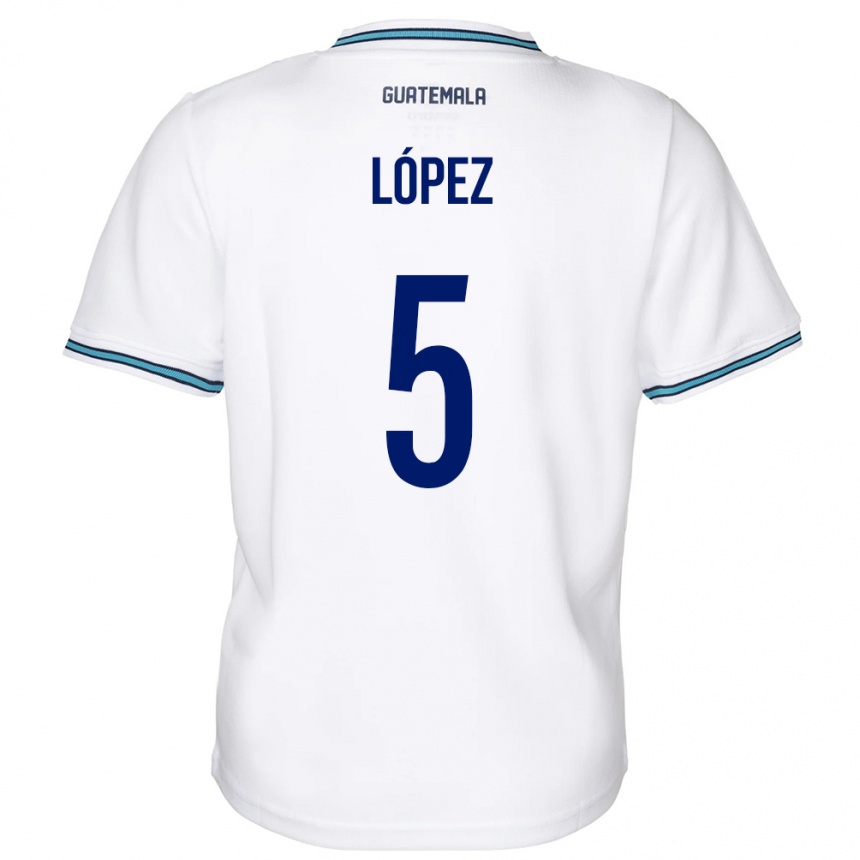 Mann Fotball Guatemala Jeffery López #5 Hvit Hjemmetrøye Drakt Trøye 24-26 Skjorter