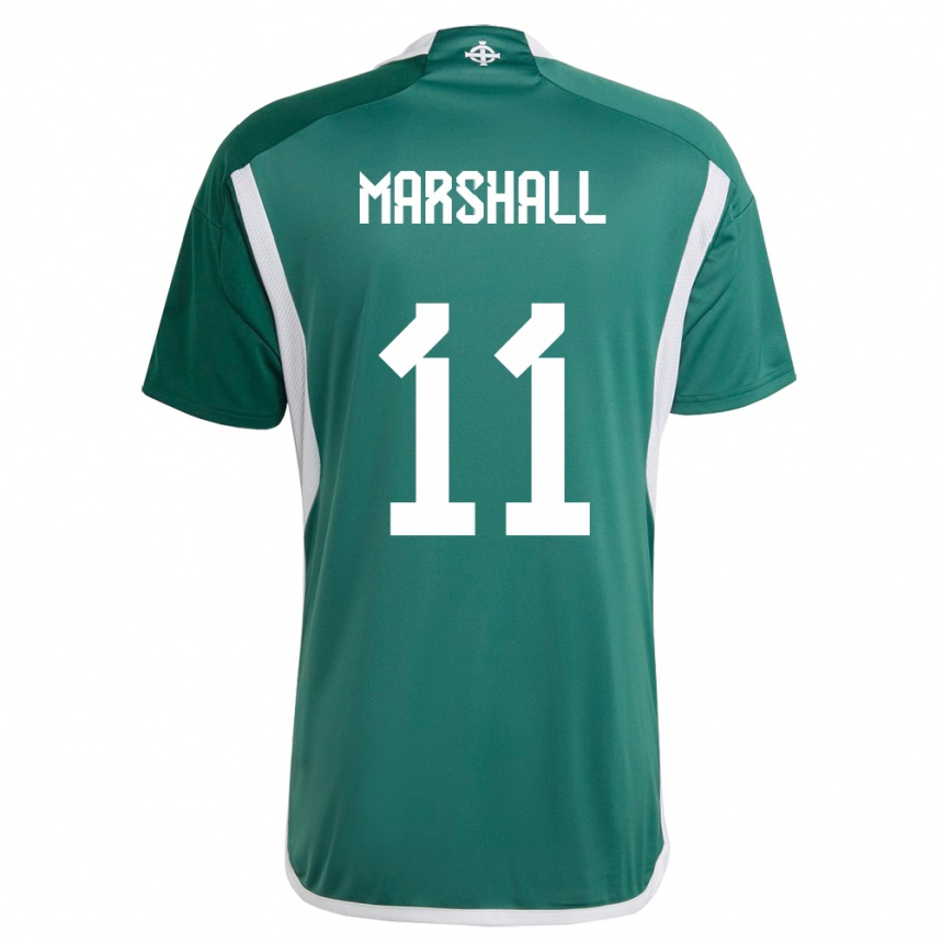 Mann Fotball Nord-Irland Callum Marshall #11 Grønn Hjemmetrøye Drakt Trøye 24-26 Skjorter