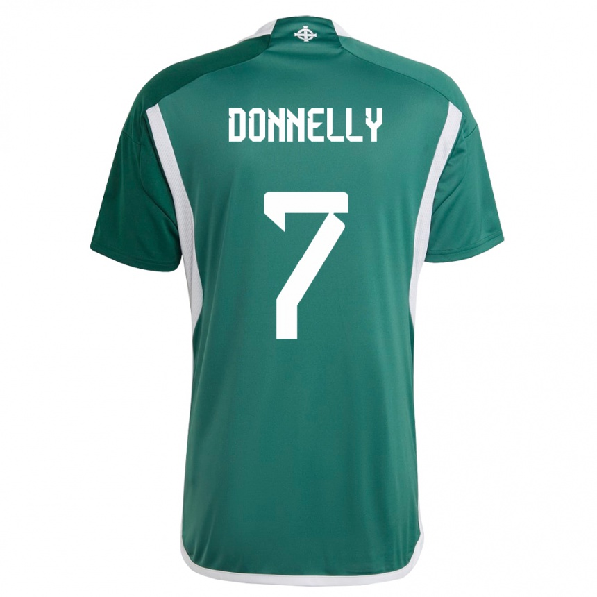 Mann Fotball Nord-Irland Caolan Donnelly #7 Grønn Hjemmetrøye Drakt Trøye 24-26 Skjorter