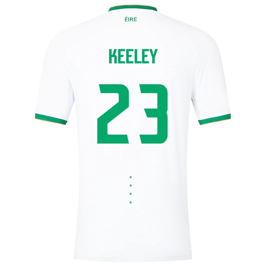 Mann Fotball Irland Josh Keeley #23 Hvit Bortetrøye Drakt Trøye 24-26 Skjorter