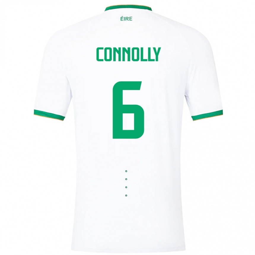 Mann Fotball Irland Megan Connolly #6 Hvit Bortetrøye Drakt Trøye 24-26 Skjorter