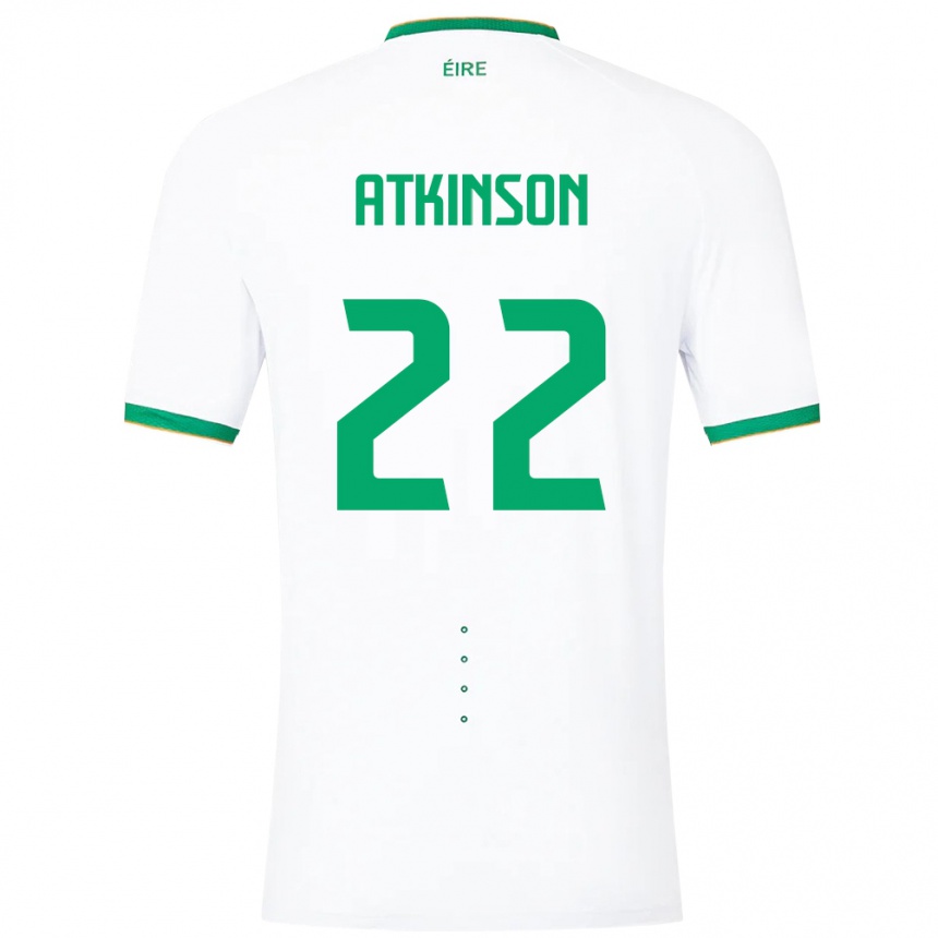 Mann Fotball Irland Isibeal Atkinson #22 Hvit Bortetrøye Drakt Trøye 24-26 Skjorter